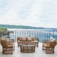 Simple Home Restaurant Garden Sofas Comfortable Balcony Coffee Shop Rattan Chair Outdoor Courtyard Villa Furniture Casual Sofa H