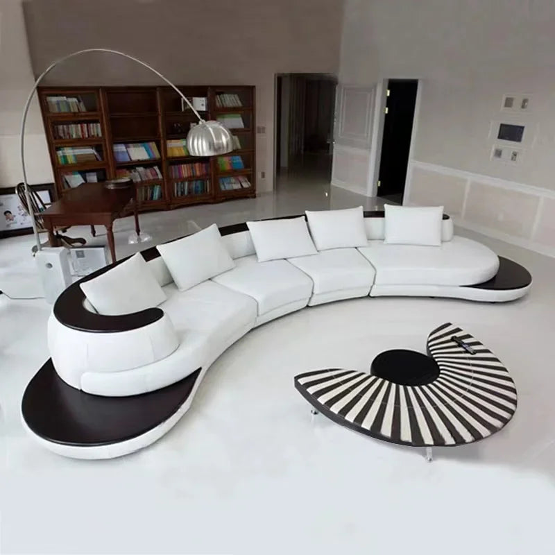 Italian Designer Minimalist Corner L-shaped Leather Sofa Villa Living Room High-end Customized Sofa Set