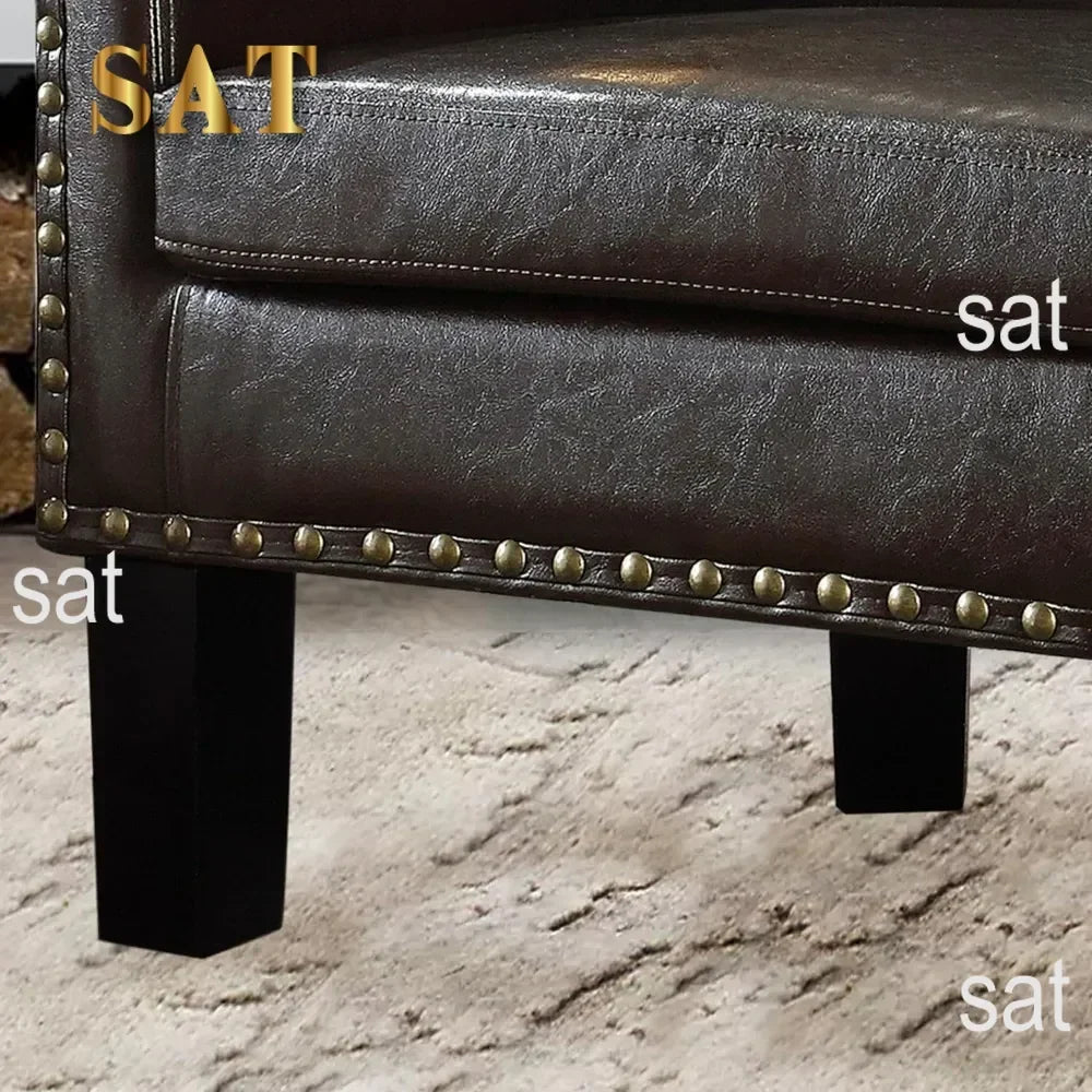 -Living Room Chairs Relaxing Chair Chaise Longisers Dark Brown Faux Leather Upholstery Chairs Club Style Armchairs Furniture Hom
