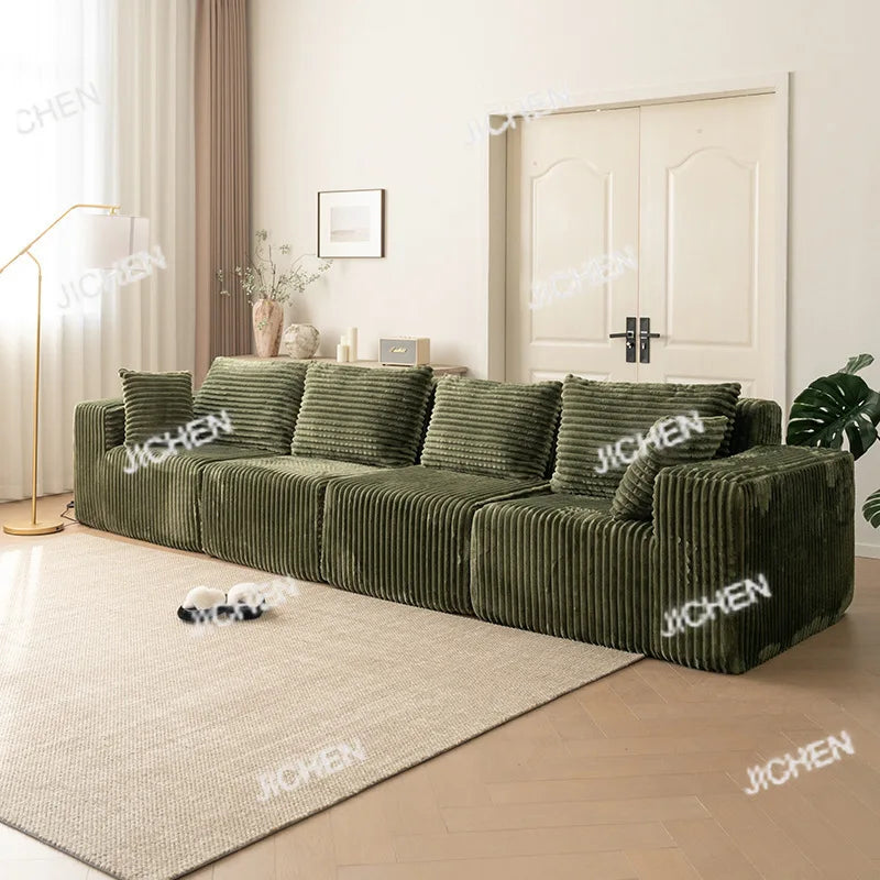 XJQC Living Room Compression Sofa Corduroy Combination Module Modular L-shaped Multifunctional Boneless Compression Sofa Chair
