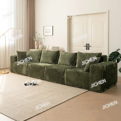 XJQC Living Room Compression Sofa Corduroy Combination Module Modular L-shaped Multifunctional Boneless Compression Sofa Chair