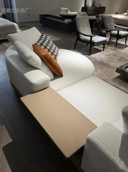 Modern simple straight corner cotton and linen round concubine modern living room sofa