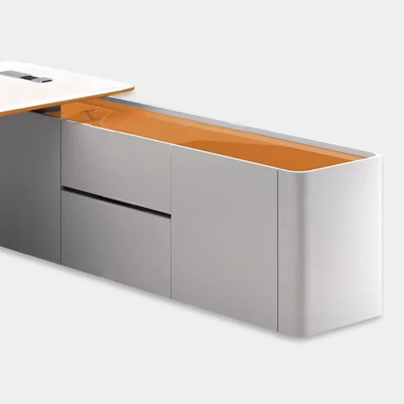 L Shaped Wooden Designer Office Desks Modern Luxury Drawers Large Computer Desks Asthetic Study Escritorio Office Furniture