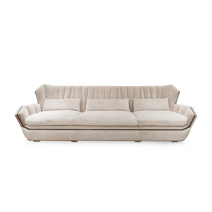 High-quality luxury white modern sofa with solid wood frame and metal, suitable for home or villa furniture