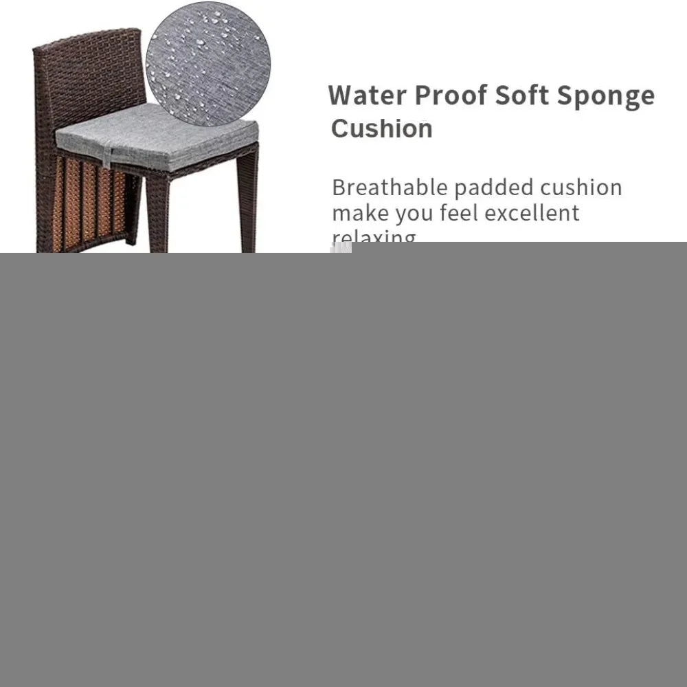 Outdoor Table, 3 PCS Wicker Outdoor Patio Set, with Glass Top Table Dining Chairs, Tables and Chairs Set of 2