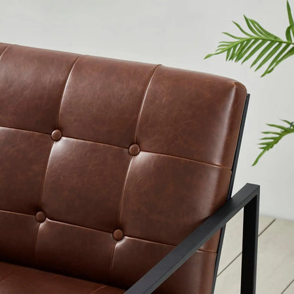 Mid Century Modern Accent Chair, Modern Living Room Chairs with Durable Metal Frame,PU Leather Cushioned, Reading, Customized