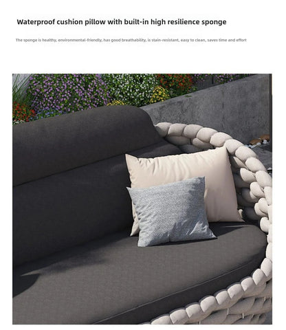 Outdoor Rattan Sofa Courtyard Combination Double Chair Leisure Terrace Villa Living Room Balcony Outdoor Seat Furniture Home