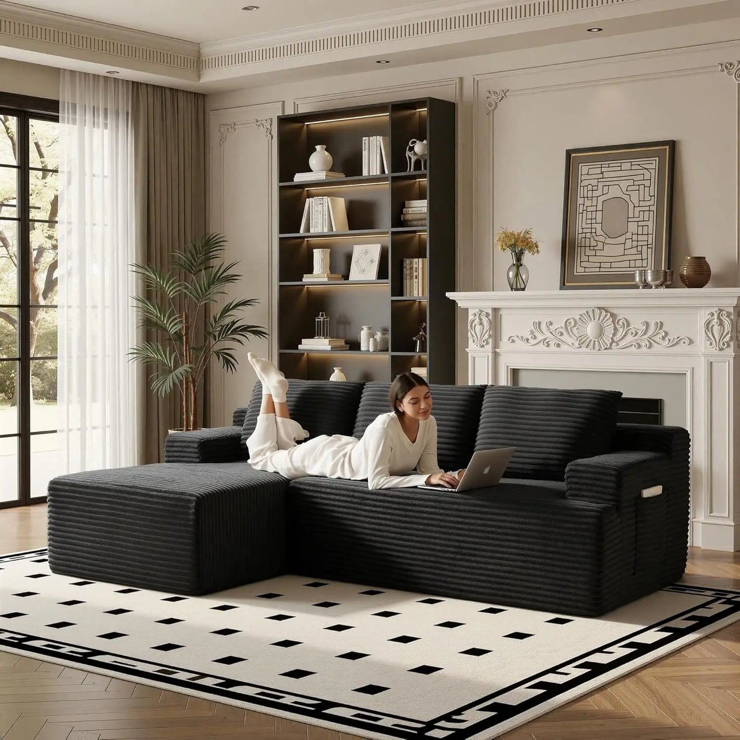 96" L-Shaped Modular Sectional Sofa with Left-Facing Chaise