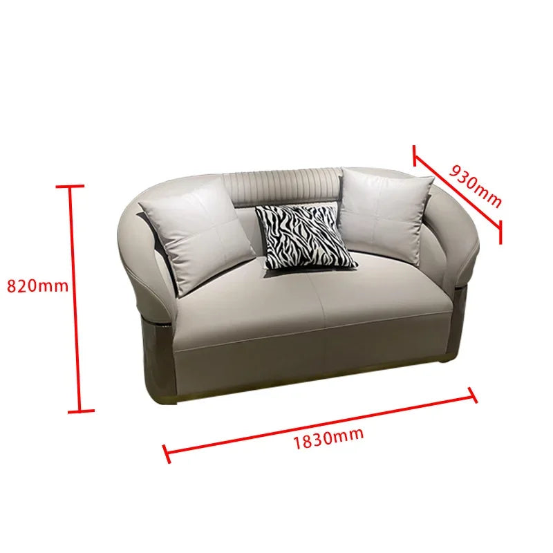 pg55Italian Style Light Luxury Genuine Leather Sofa Villa Living Room Large and Small Suite Combination