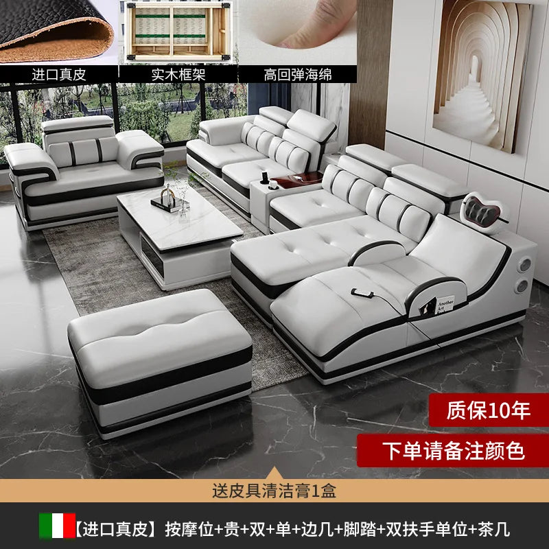 PatioLix Massage Minimalist Sofas Modern Leather Sectional Designer Sofas Lazy Luxury Cadeiras Para Sala De Estar Living Room Furniture