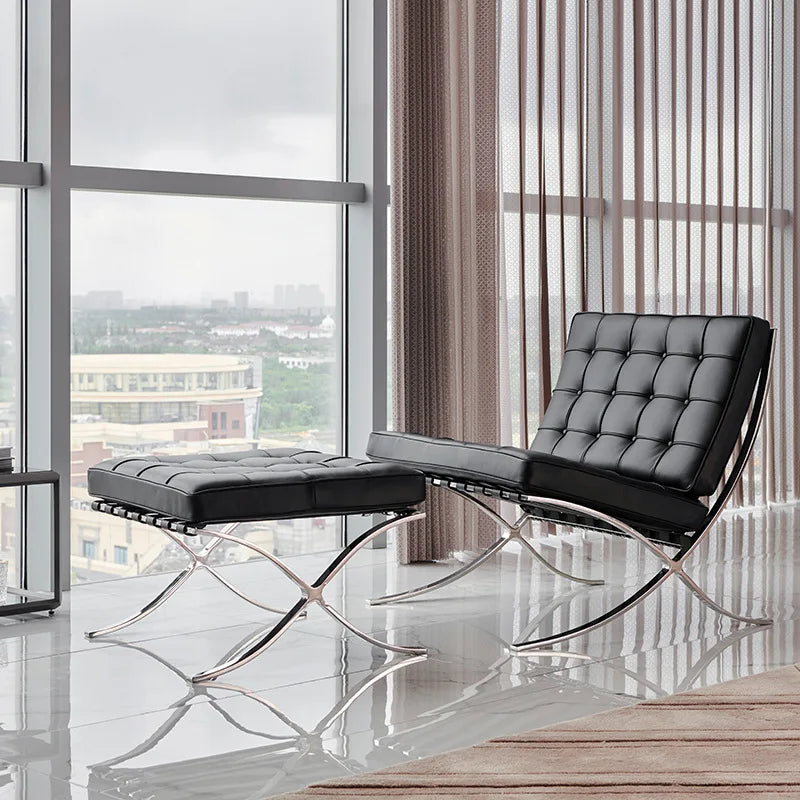 That chair designer retro leather modern simple Barcelona living room casual single sofa chair