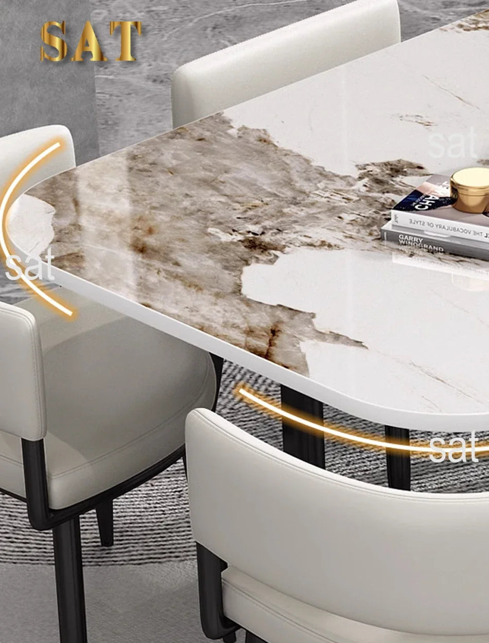 Minimalist   Marble Top Dinning Table 6 Seater Modern Restaurant Home Dining Room And Chairs Sets
