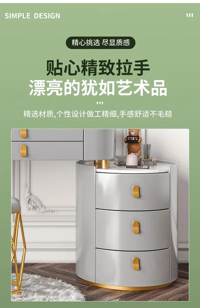 Solid wood new dresser glass bedroom modern simple style light luxury Internet celebrity small makeup table rock slab makeup