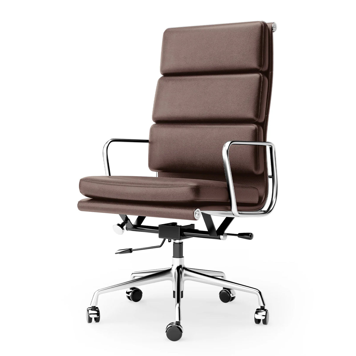Classic Office Chair Genuine Leather Executive Desk with Lumbar Support Ergonomic Computer Chair with Aluminum Arms Office Room