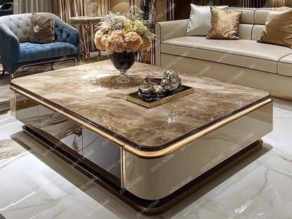 Light luxury large coffee table microcrystalline stone modern living room marble coffee table
