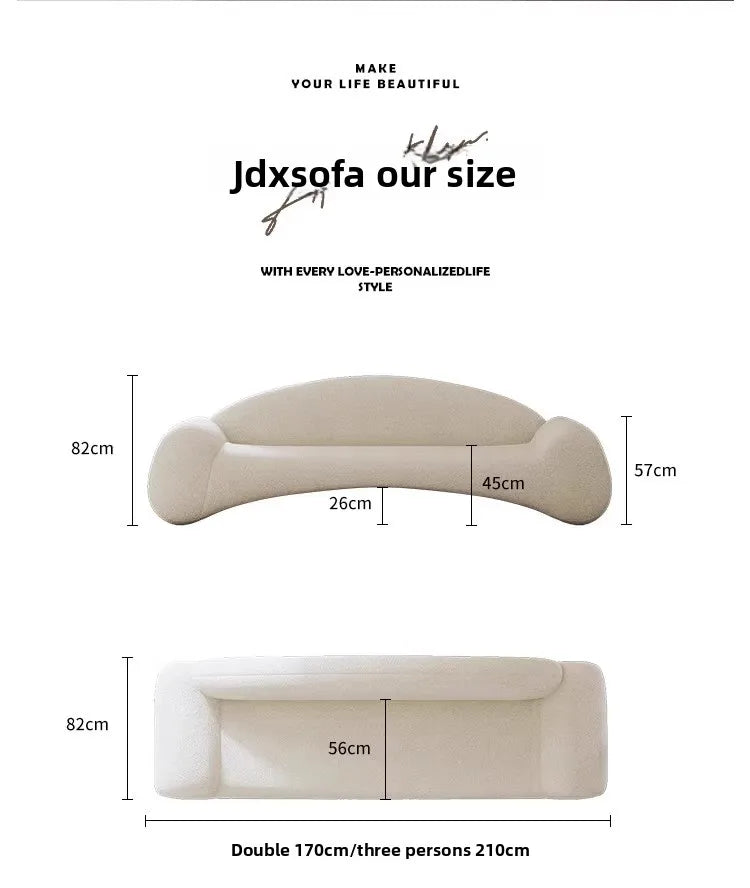 Cream wind small apartment designer special-shaped small sofa creative curved clothing store reception lounge area fabric sofa