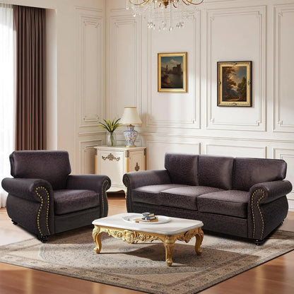 Mid-Century Vintage 3-Seater Sofa Couches Rivet Design Removable Cover Upholstered Cushions Customized Living Room Furniture