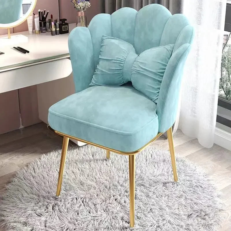 Female makeup chair, simple dressing stool, luxurious backrest, petal chair, dormitory computer chair, free pillow giveaway