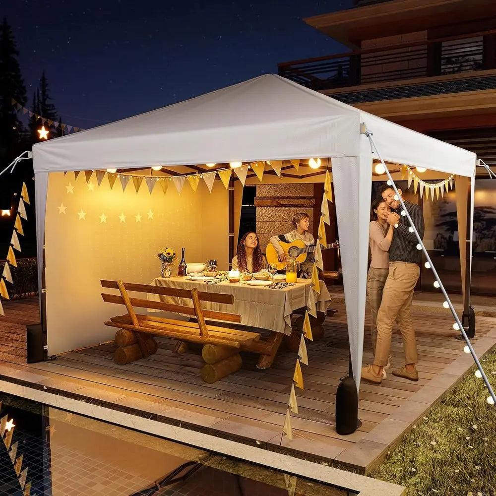 10x10 Up with Sidewalls, Outdoor Tent with Carry Bag or Commercial Events, Camping, Backyard Parties - White