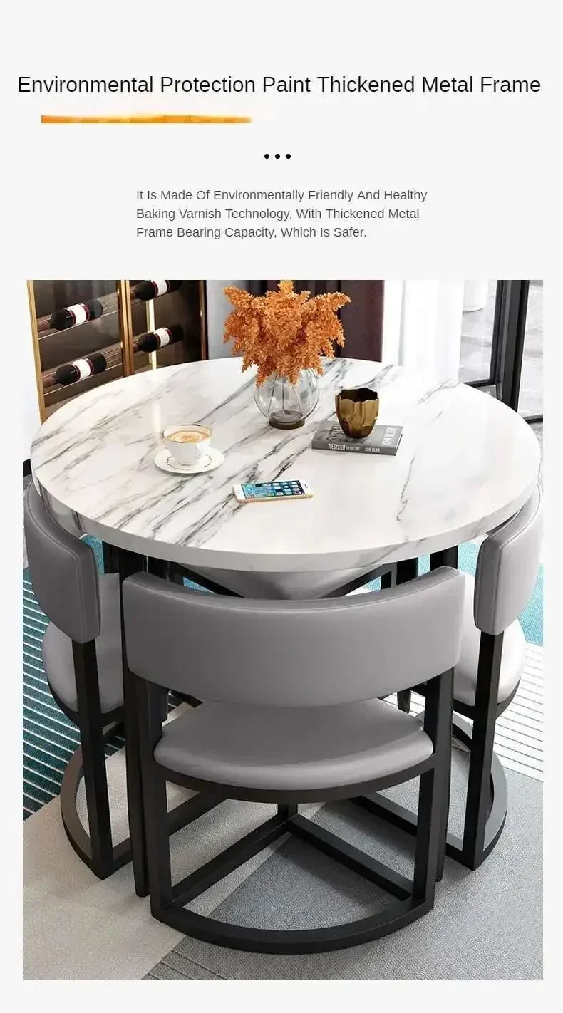 Round Mobile Dining Tables Set Kitchen 4 Chairs Center Wood Table Extendable Luxury Floor Mesa Comedor Home Furniture