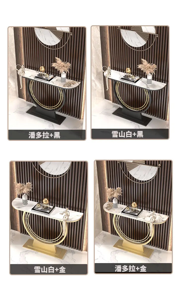 Light luxury entrance table, modern simple narrow case against the wall, aisle corridor decoration, golden end view table, entra