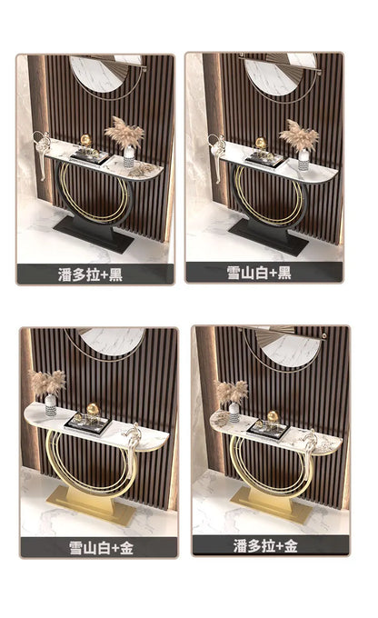 Light luxury entrance table, modern simple narrow case against the wall, aisle corridor decoration, golden end view table, entra