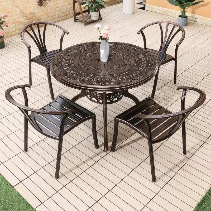 Cast Aluminum Outdoor Chairs Set of 2 Bistro Chairs Waterproof and Sun Resistant Patio Dinning Chairs Garden Chair Furniture