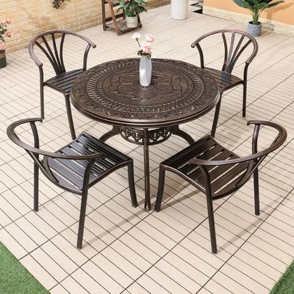 Cast Aluminum Outdoor Chairs Set of 2 Bistro Chairs Waterproof and Sun Resistant Patio Dinning Chairs Garden Chair Furniture
