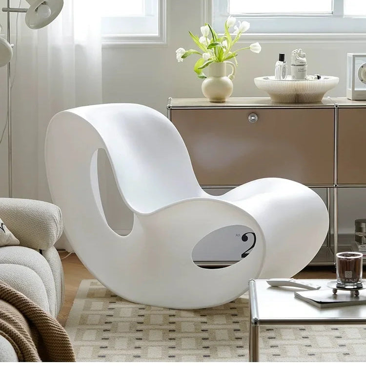 Modern Voido Design Rocking PE Plastic Lounge  Chair Rotational-molded Polyethylene  Lazy Sofa Chair Ins Post-modern Homestay