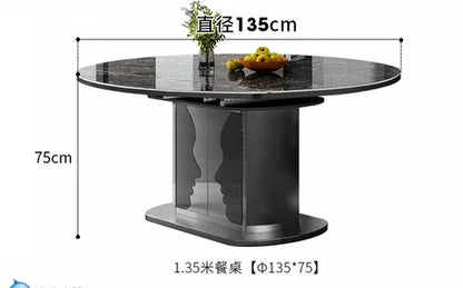 Dining table telescopic slate small apartment home Italian simple stainless steel storage dining table and chairs