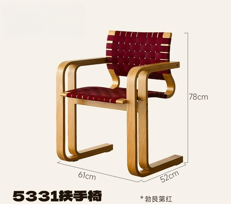 LTT Armchair Bauhaus Vintage French Solid Wood Dining Chair Medieval Back Chair