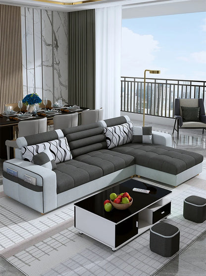 Fabric sofa simple modern combination living room fully equipped small apartment rental room e****mical set