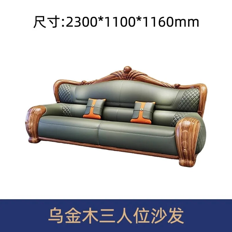 European-style villa, luxury ebony wood, leather art sofa