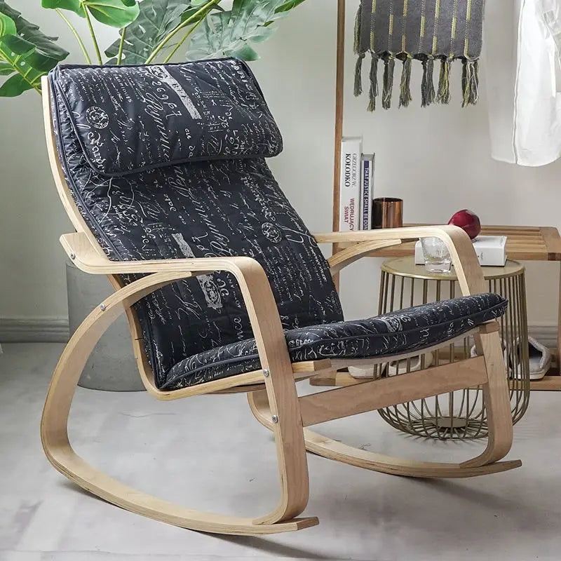 Simple and modern Nordic Boang rocking chair easy chair solid wood recliner lazy pregnant woman chair balcony lounge