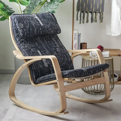 Simple and modern Nordic Boang rocking chair easy chair solid wood recliner lazy pregnant woman chair balcony lounge