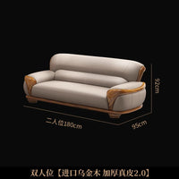 New Chinese ebony leather sofa living room combination size apartment first layer cowhide straight row sofa
