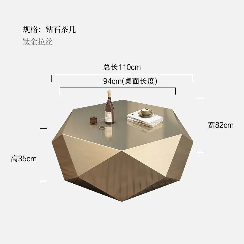 Italian Minimalist gold Diamond Coffee Table High-End Small Apartment Modern Simple Irregular Light Luxury Living Room
