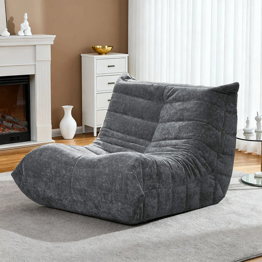 Adult-sized, super-large bean bag chair  with memory foam filling, faux fur-like casual chair, ergonomic design, new model cater