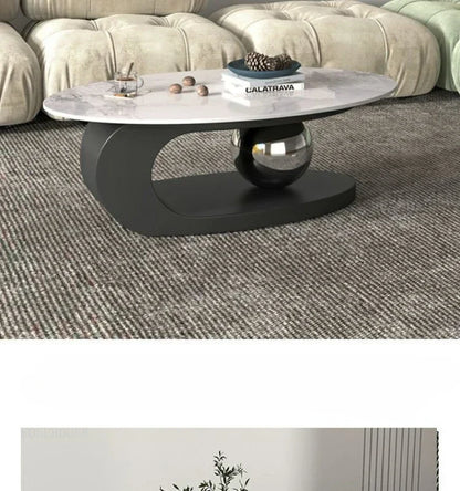 Bright Oval Coffee Tables for Tea Room Italian Rock Slab Easy To Clean Side Table Luxury Tables for Living Room a