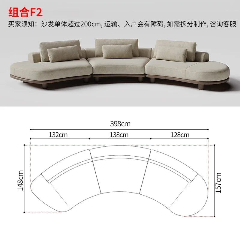 B73 Italian wabi-sabi palm beach fabric sofa living room modern simple curved light luxury, reception sofa
