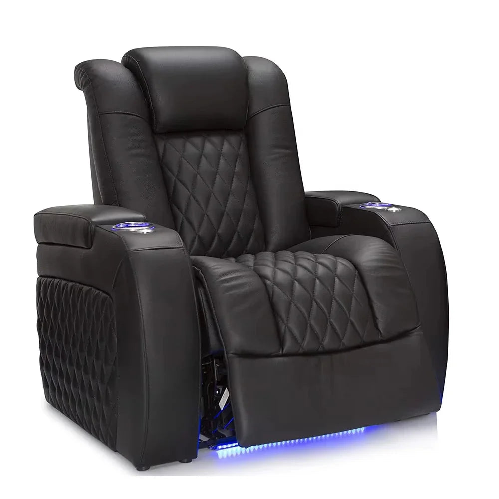 White Color 3seater Electric Cinema Sofa Home Theater Furniture Cinema Interior Home Theater Laydown Table Recliner Sofa ChairY