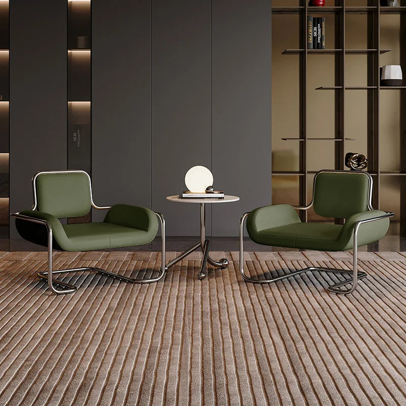 Single chair medieval stainless steel special-shaped convex living room reception leisure single sofa