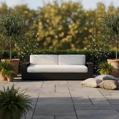 2-Seater Aluminum Outdoor Sofa Waterproof Patio Furniture, UV-Resistant Garden Lounge Chair - Customizable