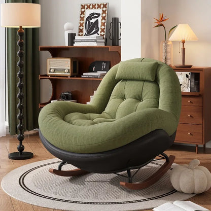 Modern Teddy Fleece Rocking Chair Upholstered Leisure Rocker Lounge Chair For Living Room Bedroom Balcony