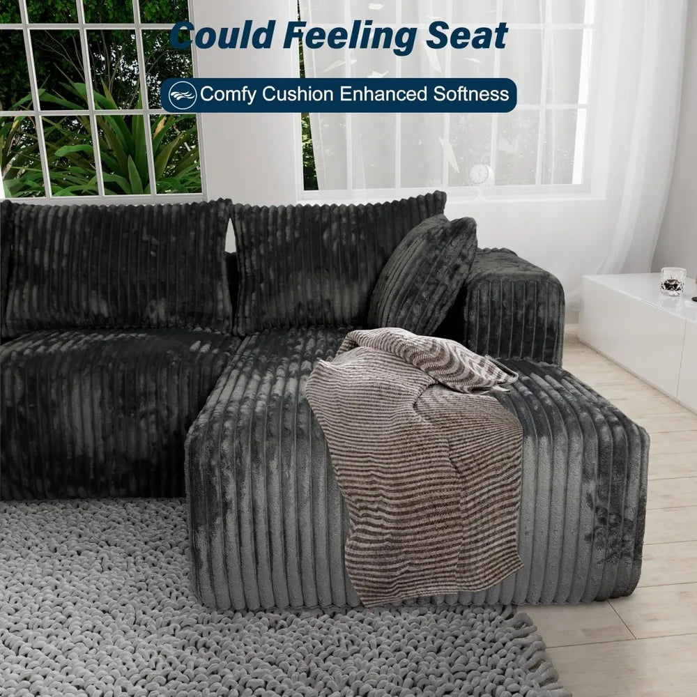 3 Seater L Shaped Sofa with Deep Seat, 101