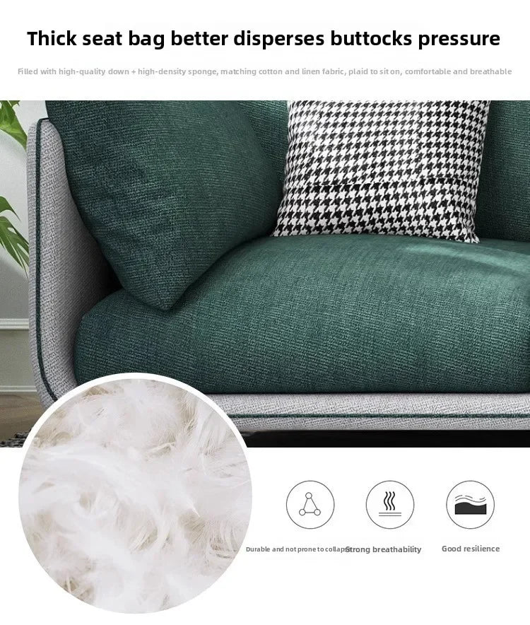 Nordic modern and simple, fabric sofa living room double, three combination small apartment light luxury Internet