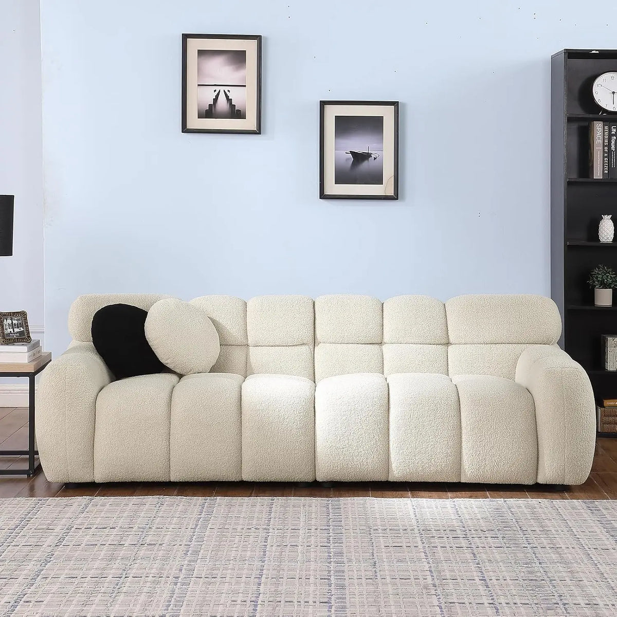 Boucle Sofa for Living Room, Cloud Couch with Solid Eucalyptus Frame & Cloud Pillow, Mid Century Modern Couch -Customized