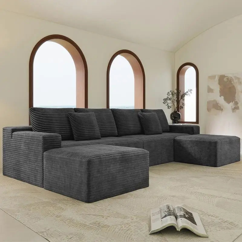 Modular Sectional Sofa, Upholstered Couch for Living Room or Bedroom, No Assembly Required, 4-Piece Free Combination, Plush