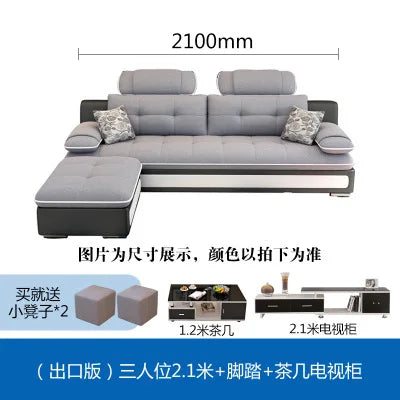 Fabric sofa small apartment simple modern three four living room combination High Quality