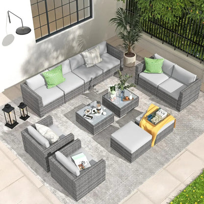 All-Weather Grey PE Wicker Outdoor Single Sofa, Weather-Resistant Patio Armchair, Sectional Sofa with Additional Chair for Patio